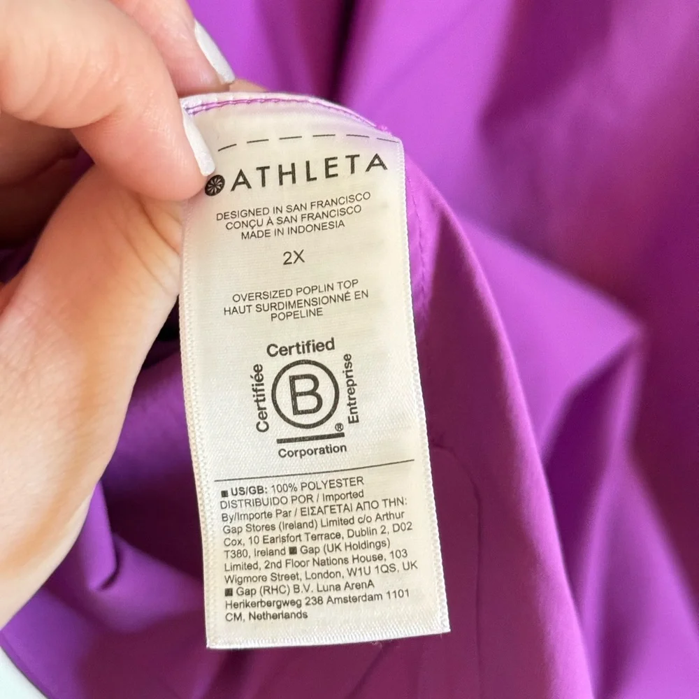 Athleta • Purple Oversized Poplin Button Up Shirt Sz 2X Jazzy Purple Casual Fall - Picture 14 of 14